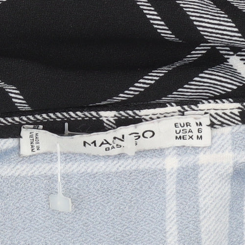 Mango Women Black Check Shift Dress Size 10 Long Sleeve