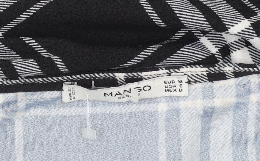 Mango Women Black Check Shift Dress Size 10 Long Sleeve