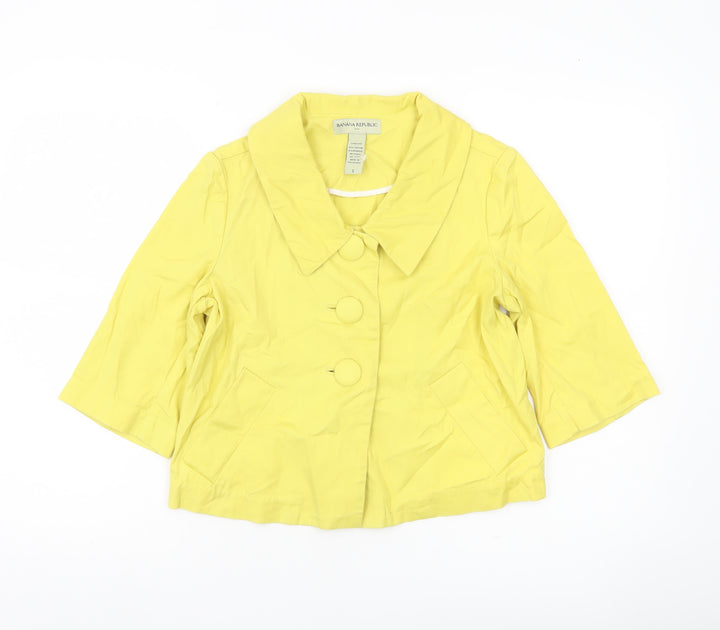Banana Republic Women’s Yellow Cotton Jacket S 3/4 Sleeve Buttoned