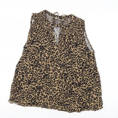 Tu Women’s Brown Leopard Print Sleeveless Tunic Blouse Size 12