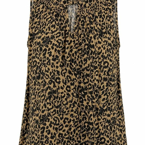 Tu Women’s Brown Leopard Print Sleeveless Tunic Blouse Size 12