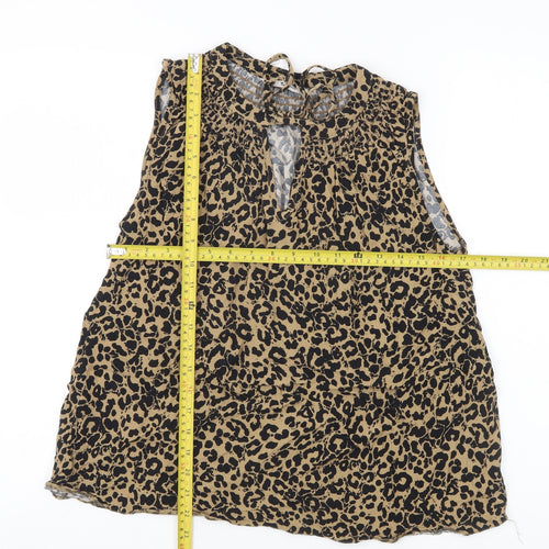 Tu Women’s Brown Leopard Print Sleeveless Tunic Blouse Size 12