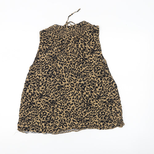 Tu Women’s Brown Leopard Print Sleeveless Tunic Blouse Size 12