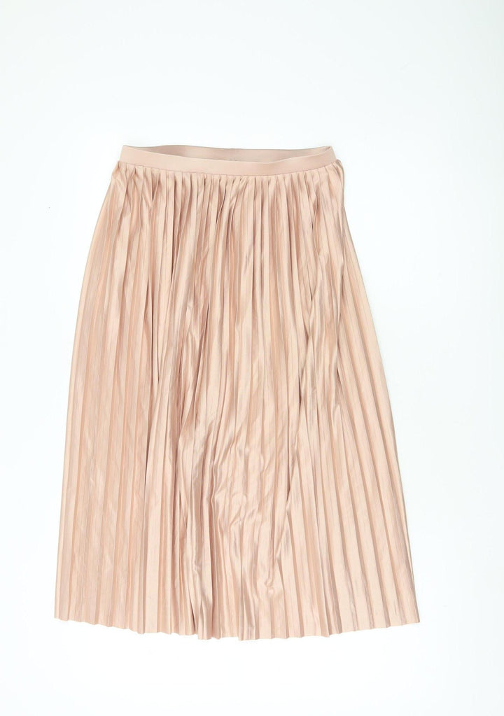 Topshop Women’s Pink Pleated Midi Skirt Size 8 Polyester