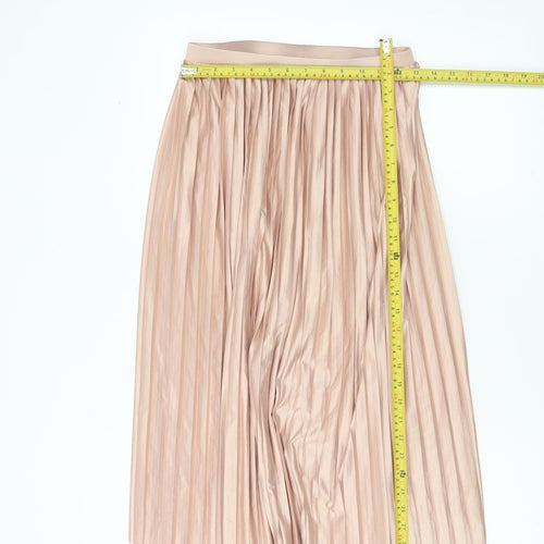 Topshop Women’s Pink Pleated Midi Skirt Size 8 Polyester