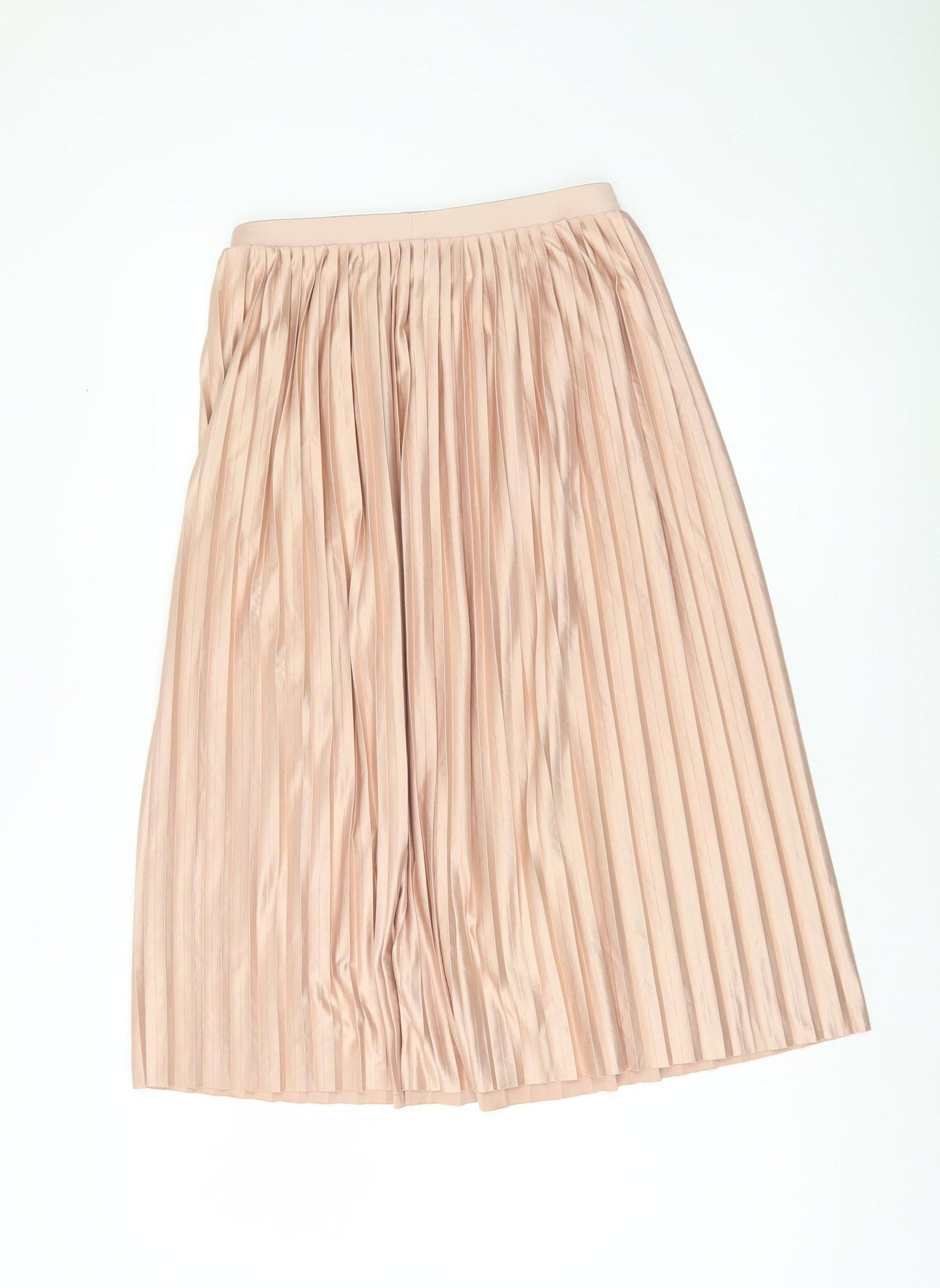Topshop Women’s Pink Pleated Midi Skirt Size 8 Polyester