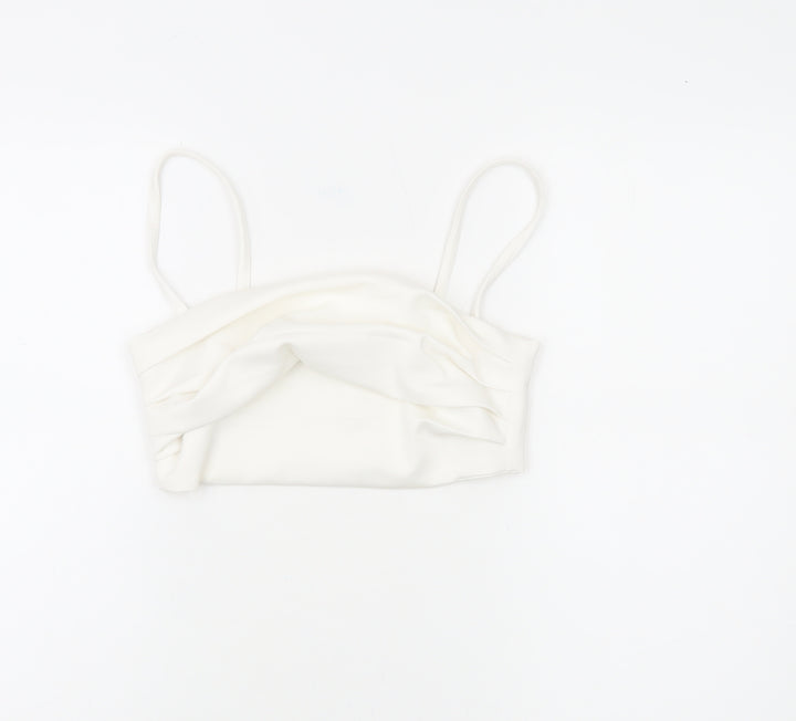 Zara Women White Camisole Tank Top Size 12 Slim Fit Spaghetti Strap