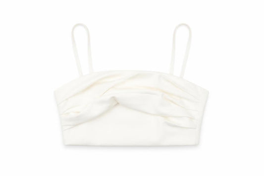 Front view of Zara Women White Camisole Tank Top, size 12 Slim, Fit Spaghetti Strap