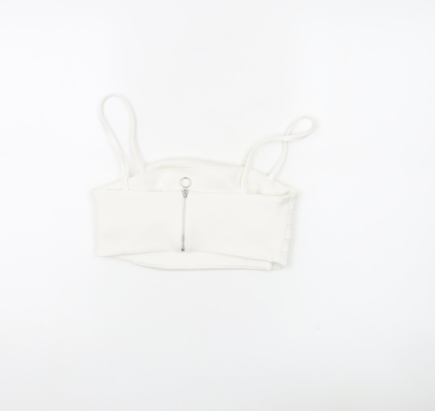 Zara Women White Camisole Tank Top Size 12 Slim Fit Spaghetti Strap