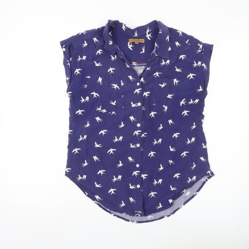 Jachs Girlfriend Women Blue Animal Print Button-Up Blouse S