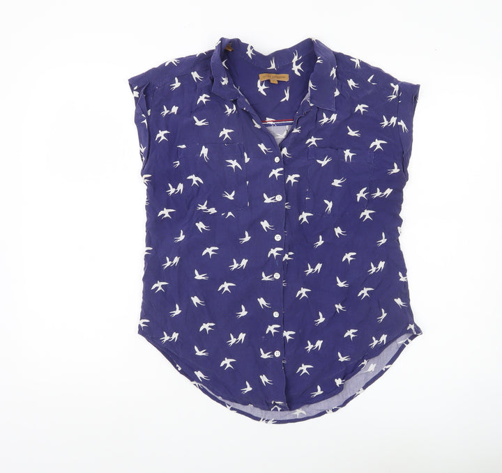 Jachs Girlfriend Women Blue Animal Print Button-Up Blouse S