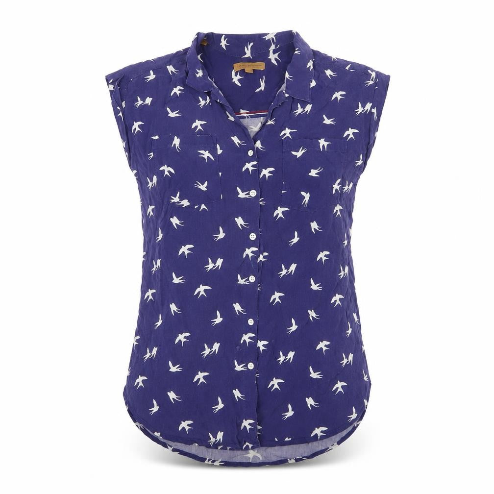 Jachs Girlfriend Women Blue Animal Print Button-Up Blouse S