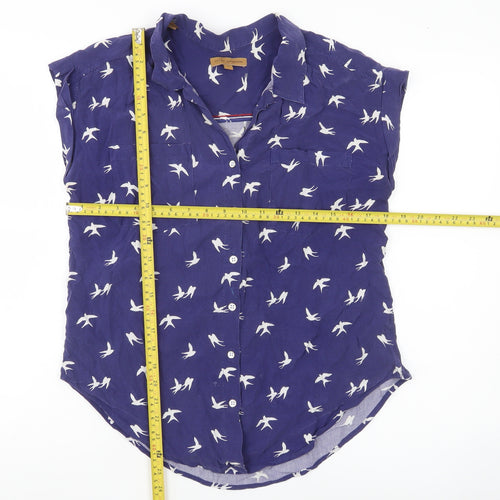 Jachs Girlfriend Women Blue Animal Print Button-Up Blouse S