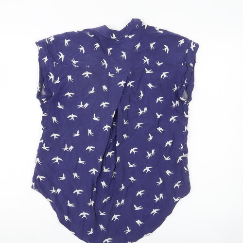 Jachs Girlfriend Women Blue Animal Print Button-Up Blouse S