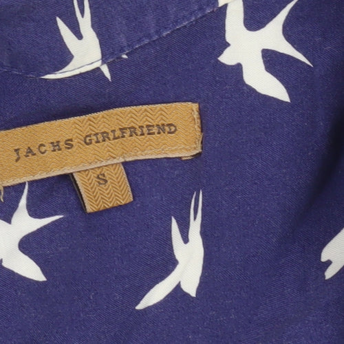 Jachs Girlfriend Women Blue Animal Print Button-Up Blouse S