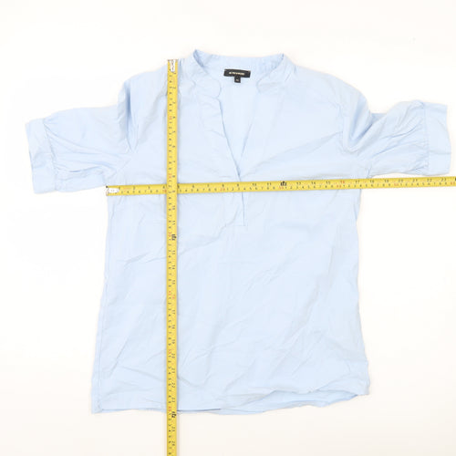 More & More Women’s Blue Blouse Size 8 V-Neck Tunic Work Top