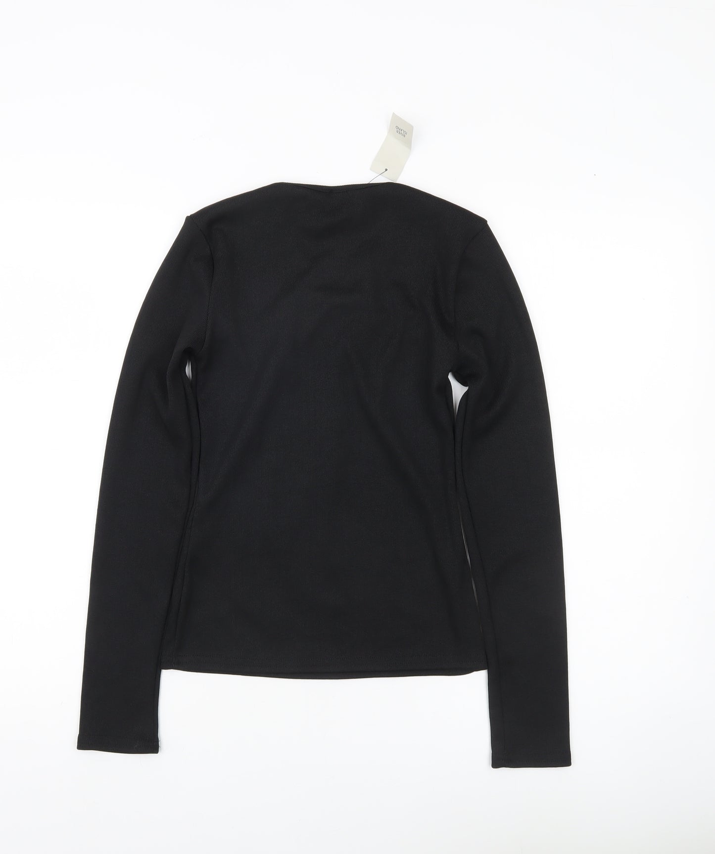 River Island Womens Black V-Neck Long Sleeve Slim Fit Blouse Size 10