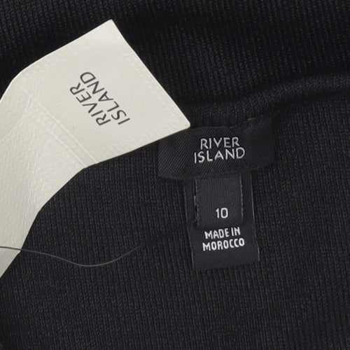 River Island Womens Black V-Neck Long Sleeve Slim Fit Blouse Size 10