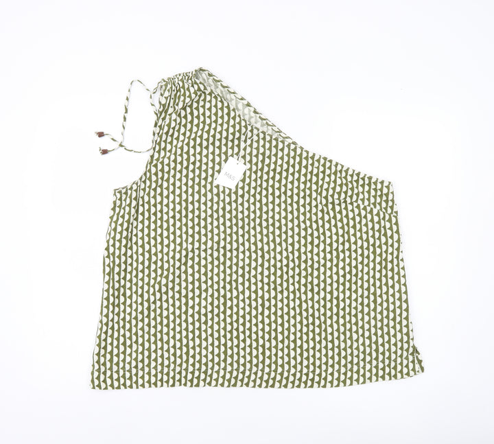 Marks and Spencer Women’s Green One Shoulder Linen Blend Blouse Size 20