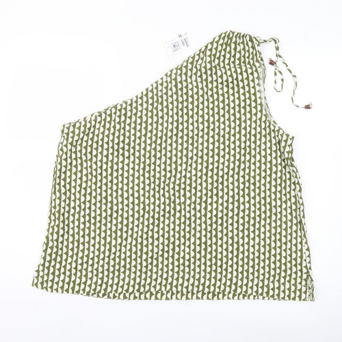 Marks and Spencer Women’s Green One Shoulder Linen Blend Blouse Size 20