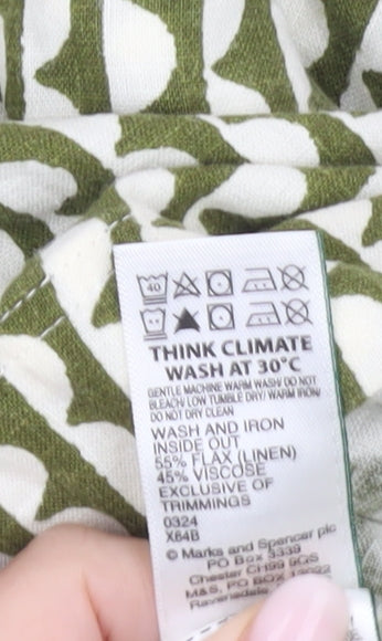 Marks and Spencer Women’s Green One Shoulder Linen Blend Blouse Size 20