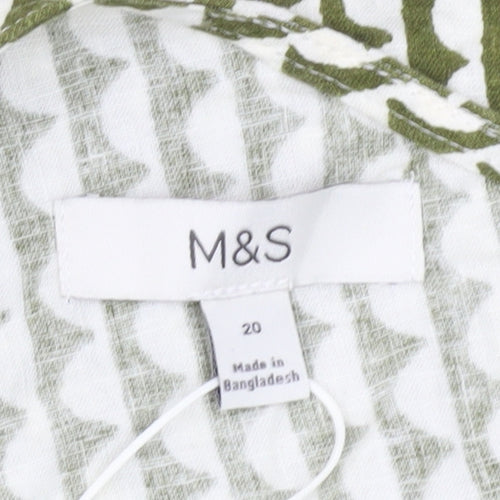 Marks and Spencer Women’s Green One Shoulder Linen Blend Blouse Size 20