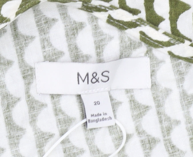 Marks and Spencer Women’s Green One Shoulder Linen Blend Blouse Size 20