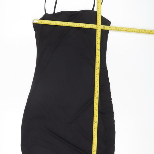 h&m divided black dress H&M Divided Women's Black Slip Ruched Mini Party Dress Size S – Preworn main image 0