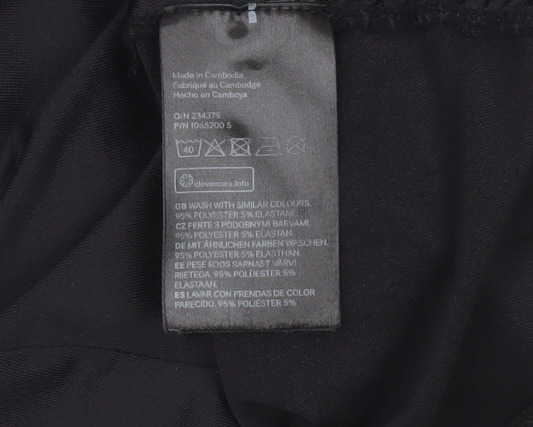 H&M Divided Women Black Bodycon Mini Dress Size 8 Sleeveless Ruched