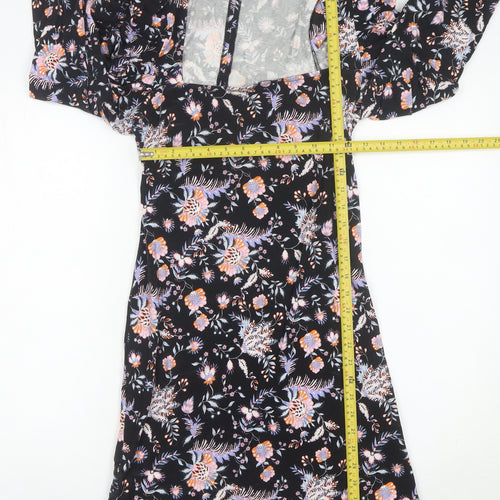 Ted Baker Womens Black Floral Ruched Sheath Dress Size 10