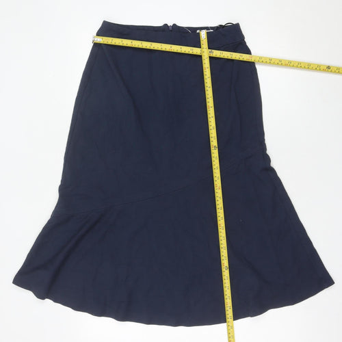 Finery Women’s Blue Midi Flare Skirt UK 12 Viscose Blend Lined