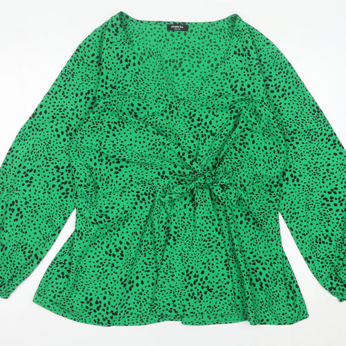 Simply Be Womens Green Animal Print Wrap Blouse Size 20