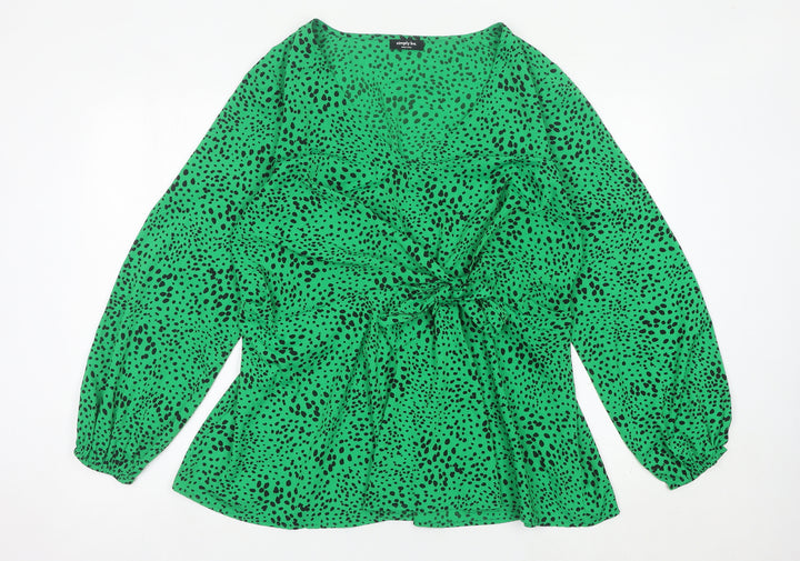 Simply Be Womens Green Animal Print Wrap Blouse Size 20