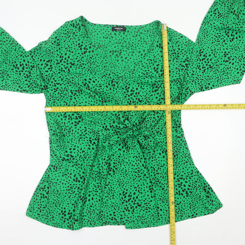 Simply Be Womens Green Animal Print Wrap Blouse Size 20