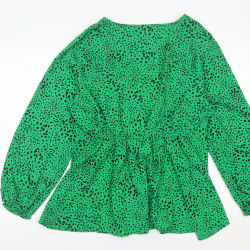 Simply Be Womens Green Animal Print Wrap Blouse Size 20