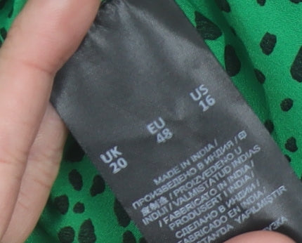 Simply Be Womens Green Animal Print Wrap Blouse Size 20