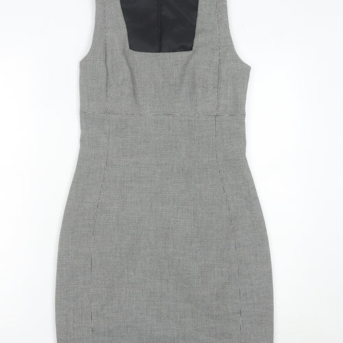 Mango Women Grey Houndstooth Sheath Dress Size 8 Workwear Classic