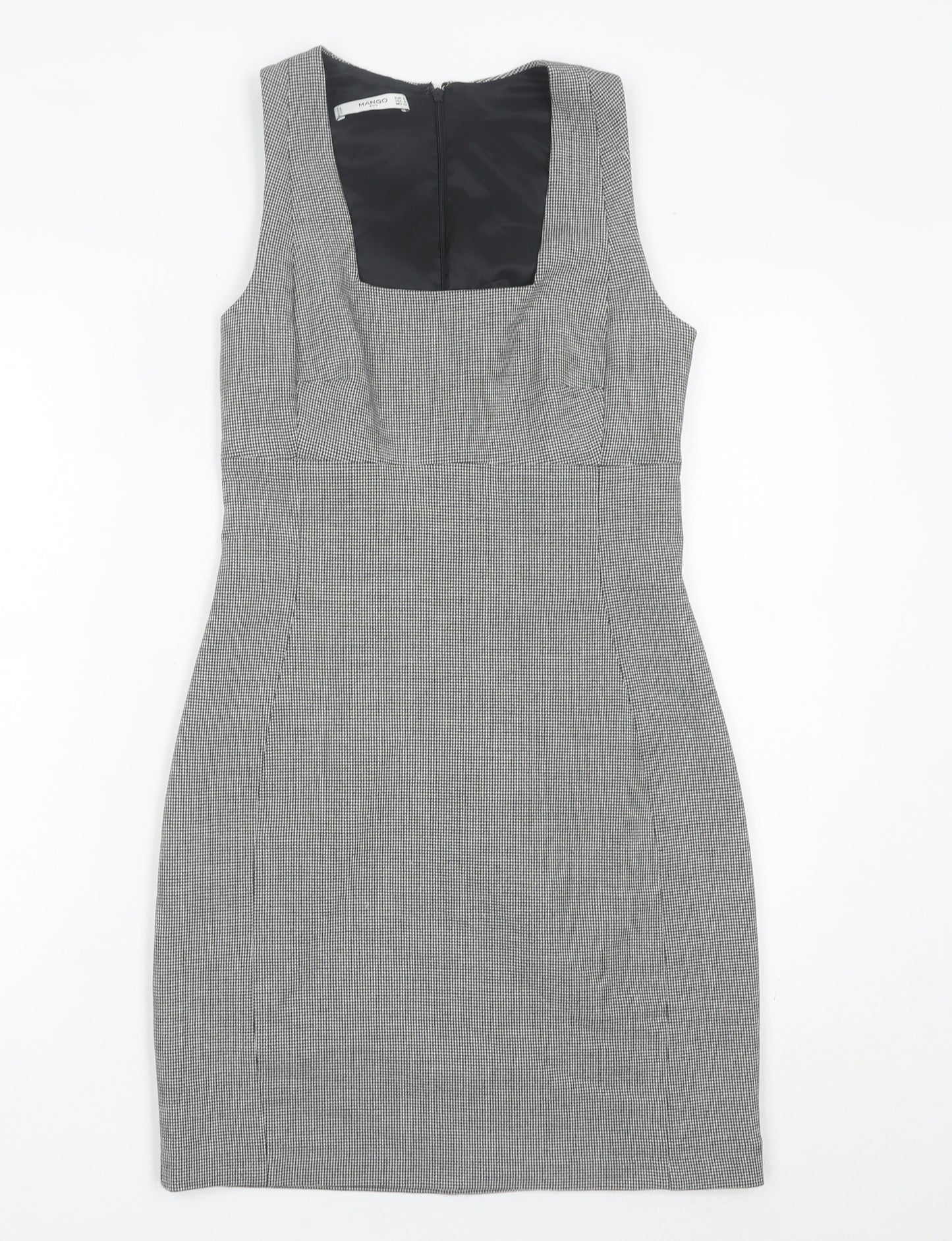 Mango Women Grey Houndstooth Sheath Dress Size 8 Workwear Classic