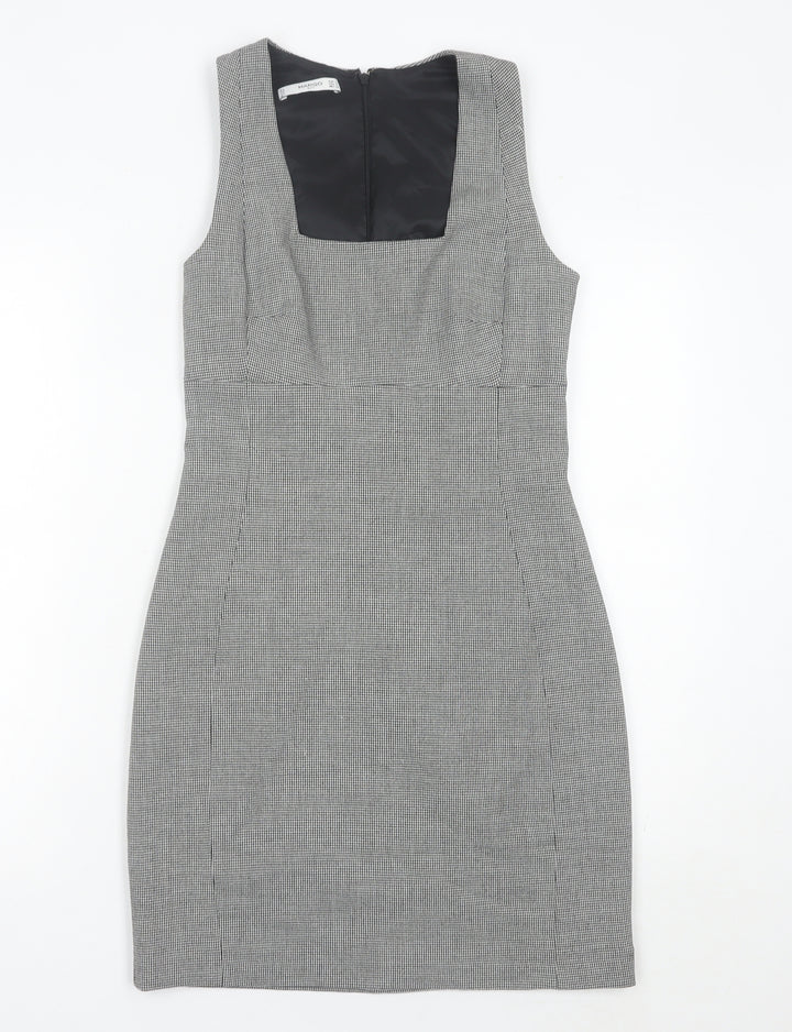 Mango Women Grey Houndstooth Sheath Dress Size 8 Workwear Classic