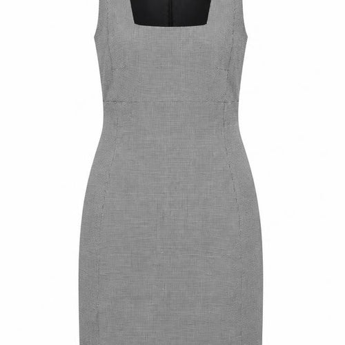 Mango Women Grey Houndstooth Sheath Dress Size 8 Workwear Classic