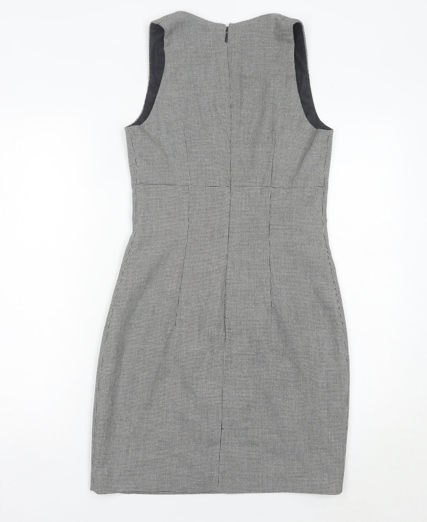 Mango Women Grey Houndstooth Sheath Dress Size 8 Workwear Classic
