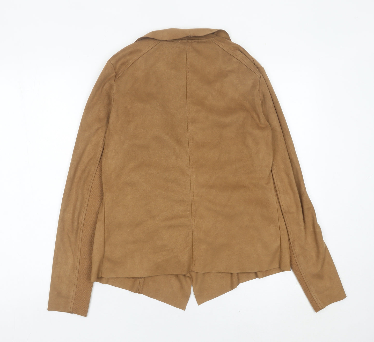 Warehouse Women’s Brown Suede Look Jacket Size 12 Zip Pockets