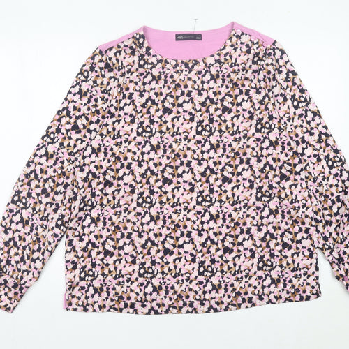 Marks and Spencer Women’s Multicolour Floral Blouse Size 14 Long Sleeve Jersey