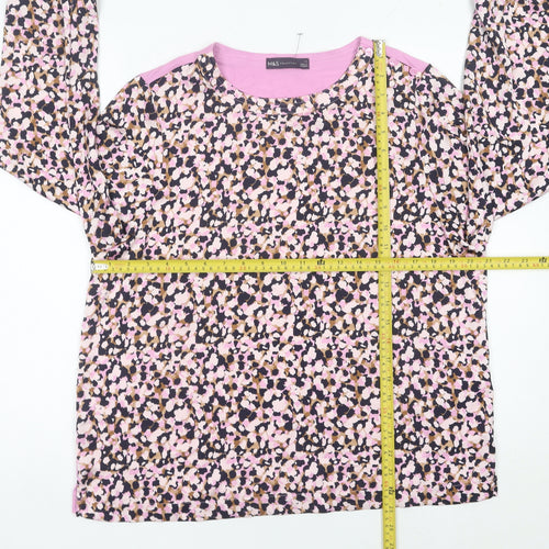 Marks and Spencer Women’s Multicolour Floral Blouse Size 14 Long Sleeve Jersey