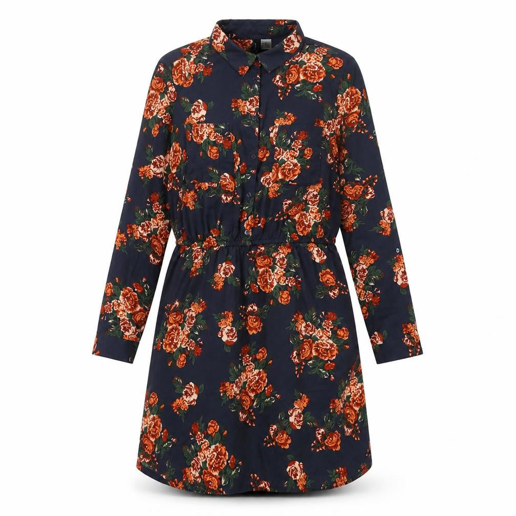 H&M Women’s Multicoloured Floral Shirt Dress Size 16 Collared