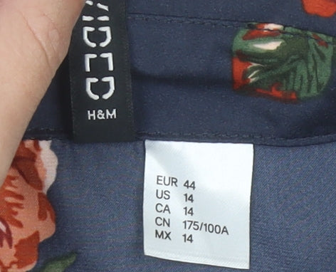 H&M Women’s Multicoloured Floral Shirt Dress Size 16 Collared