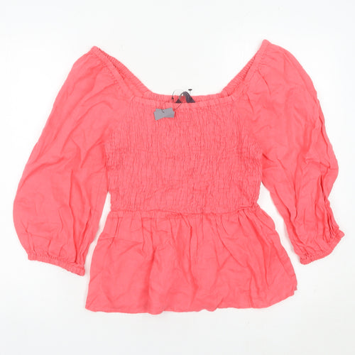 Marks and Spencer Women’s Pink Linen Off Shoulder Tunic Blouse UK 6