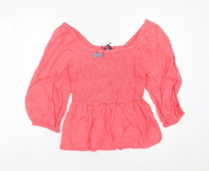 Marks and Spencer Women’s Pink Linen Off Shoulder Tunic Blouse UK 6