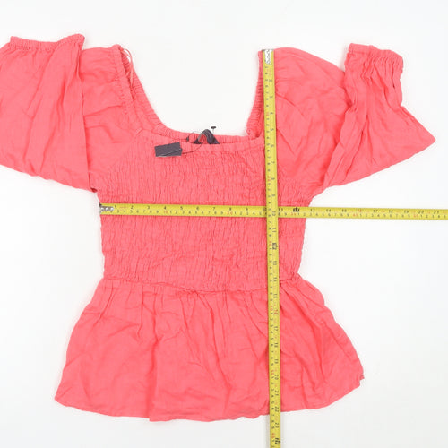 Marks and Spencer Women’s Pink Linen Off Shoulder Tunic Blouse UK 6