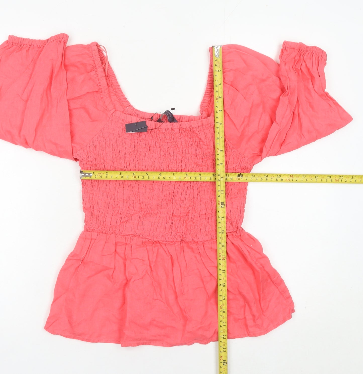 Marks and Spencer Women’s Pink Linen Off Shoulder Tunic Blouse UK 6
